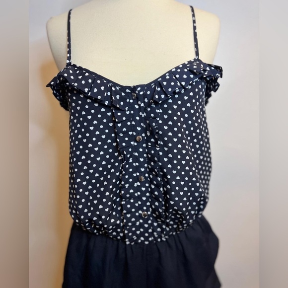 Vintage Express polka dots and hearts black and white romper Size Xs - Picture 7 of 8